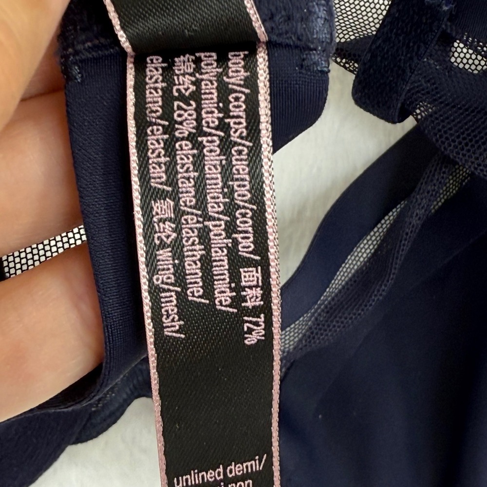 Victoria's Secret Unlined Demi Bra Navy Blue Mesh… - image 5